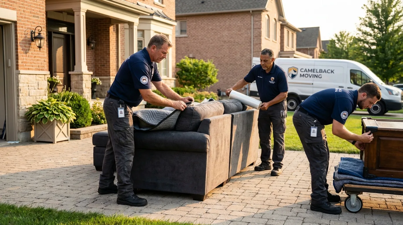 Large estate moving crew wrapping furniture in Shepherd, TX